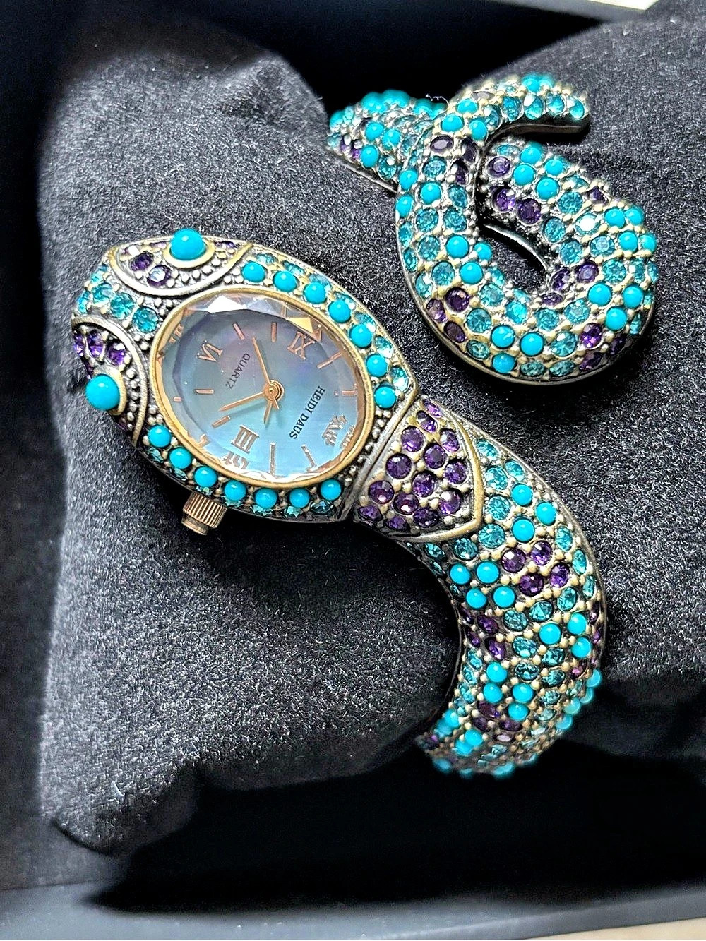 Heidi Daus Swarovski Crystal Encrusted Watch Blue & Purple Crystal Watch Like